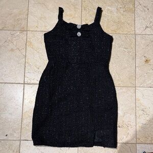 Rare Editions Black Tweed Mini Dress
